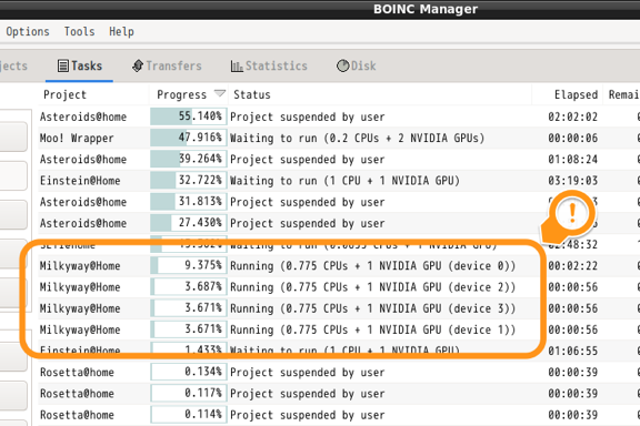 GPU 4枚挿しでBOINC