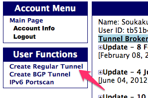 Create Regular Tunnel をクリック