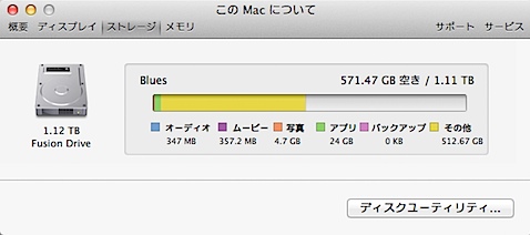 この Mac について ： Fusion Drive 後