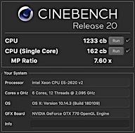 Cinebench : E5-2620 v2の結果