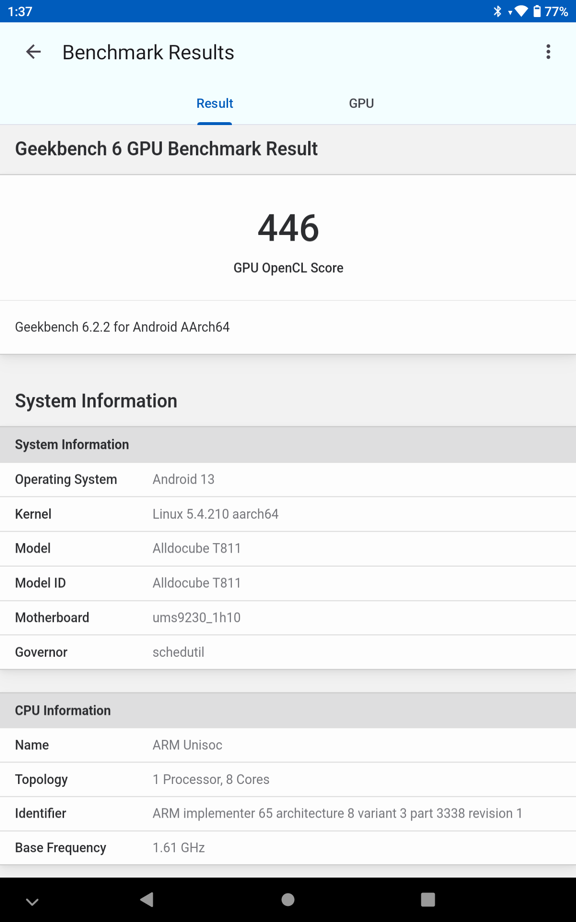 GPUの測定結果（GeekBench 6）