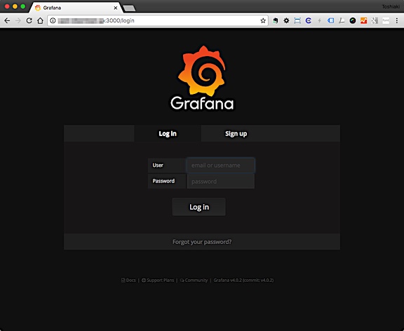 grafana ログイン画面